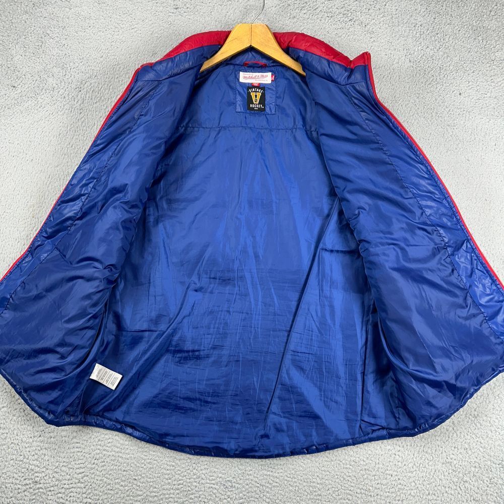 New York Rangers NHL Full Zip Vest Mens XL Red Bue Vintage Hockey Mitchell Ness - Picture 4 of 12